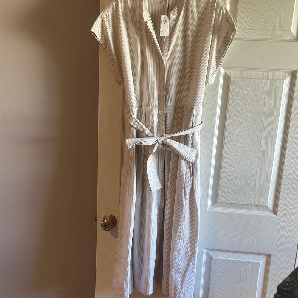 Banana Republic Cream Midi Dress with Belt